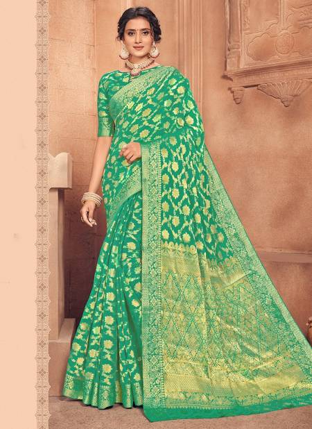 Green Colour MANTRA ashika 2 Designer Fancy Festive Wear Chiffon With Zaro Work Heavy Stylish Saree Collection 2199
